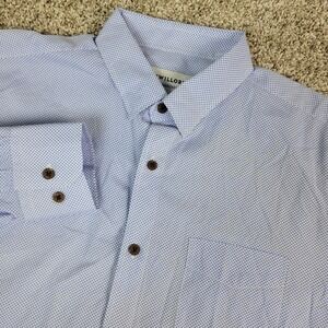 Twillory Untuckable Mens Large Blue White AOP Geometric Button Down Long Sleeve